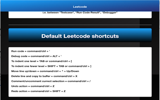 Leetcode Shortcuts chrome谷歌浏览器插件_扩展第2张截图