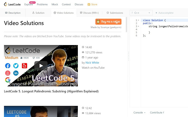 LeetCode Video Solutions chrome谷歌浏览器插件_扩展第1张截图