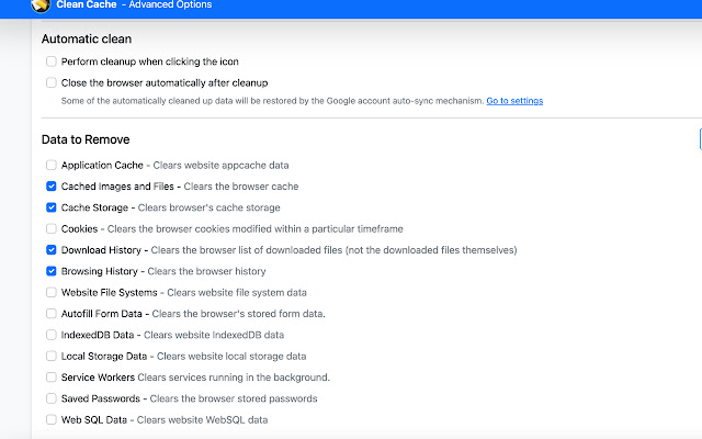 Clean Cache:Cookies History, Cached & Files chrome谷歌浏览器插件_扩展第3张截图