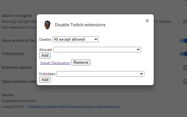 Disable Twitch extensions chrome谷歌浏览器插件_扩展第1张截图