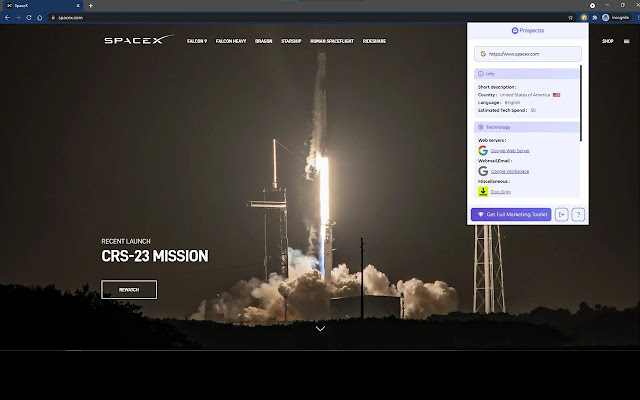 Website Technology Checker - Prospectss.com chrome谷歌浏览器插件_扩展第2张截图