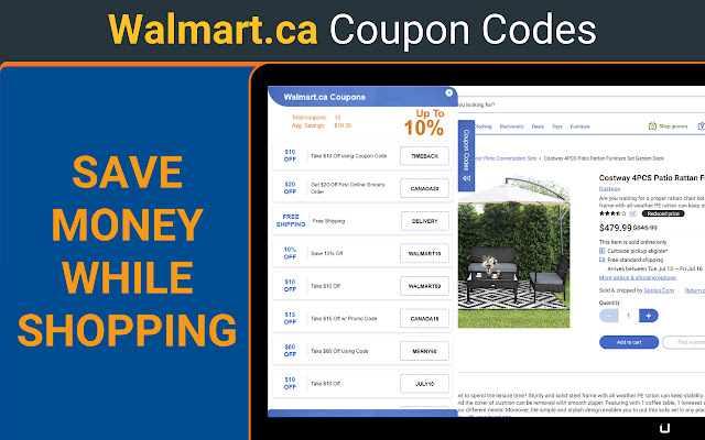 Walmart.ca Coupon & Promo Codes chrome谷歌浏览器插件_扩展第1张截图