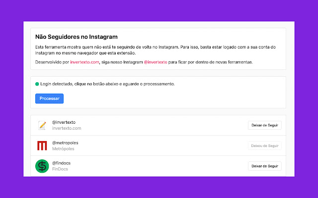 Não Seguidores no Instagram chrome谷歌浏览器插件_扩展第1张截图