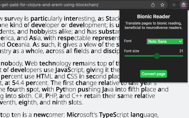 Bionic Reader chrome谷歌浏览器插件_扩展第1张截图