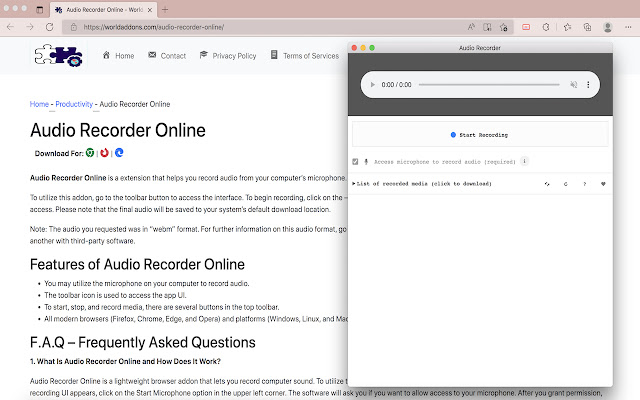 Audio Recorder Online chrome谷歌浏览器插件_扩展第1张截图