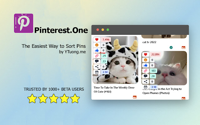 Pinterest sort extension - Pinterest.One chrome谷歌浏览器插件_扩展第1张截图