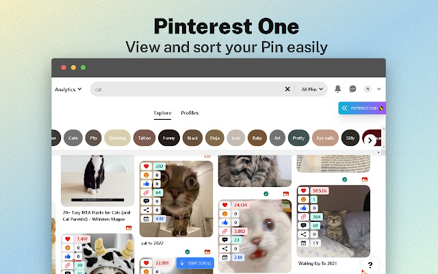 Pinterest sort extension - Pinterest.One chrome谷歌浏览器插件_扩展第2张截图