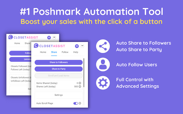 Poshmark Automation Tool | Closet Assist chrome谷歌浏览器插件_扩展第1张截图