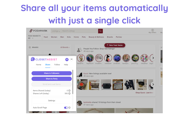 Poshmark Automation Tool | Closet Assist chrome谷歌浏览器插件_扩展第2张截图