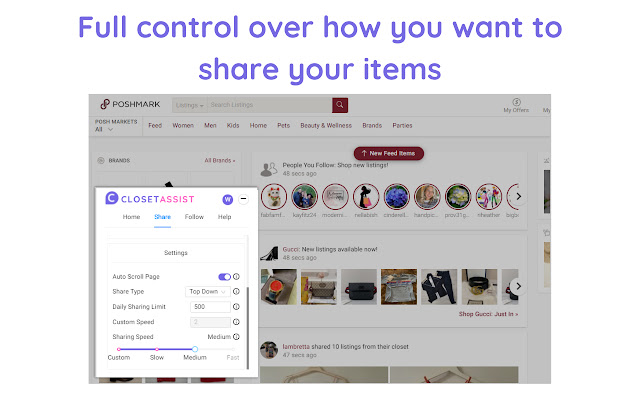 Poshmark Automation Tool | Closet Assist chrome谷歌浏览器插件_扩展第3张截图