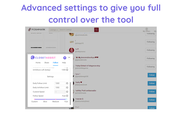 Poshmark Automation Tool | Closet Assist chrome谷歌浏览器插件_扩展第5张截图