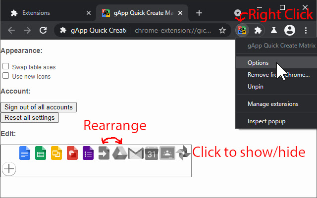 Google Quick Create Matrix chrome谷歌浏览器插件_扩展第2张截图