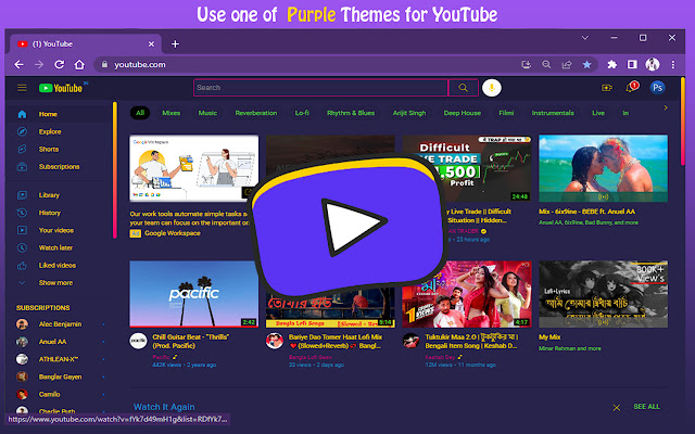 YouTube™ 的紫色 chrome谷歌浏览器插件_扩展第1张截图