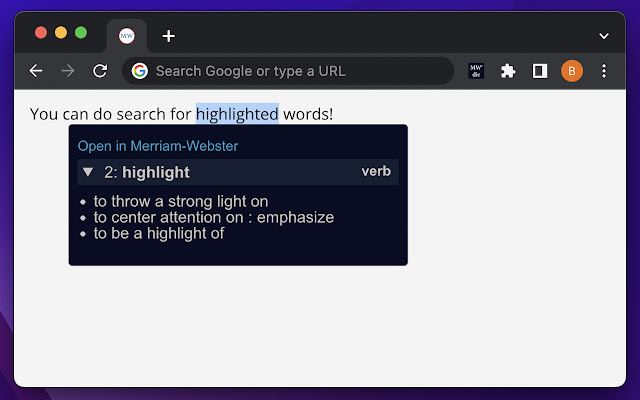 Merriam Webster Dictionary chrome谷歌浏览器插件_扩展第3张截图