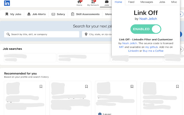 LinkOff - Filter and Customizer for LinkedIn™ chrome谷歌浏览器插件_扩展第4张截图