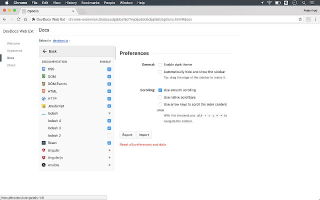 DevDocs Web Ext chrome谷歌浏览器插件_扩展第5张截图