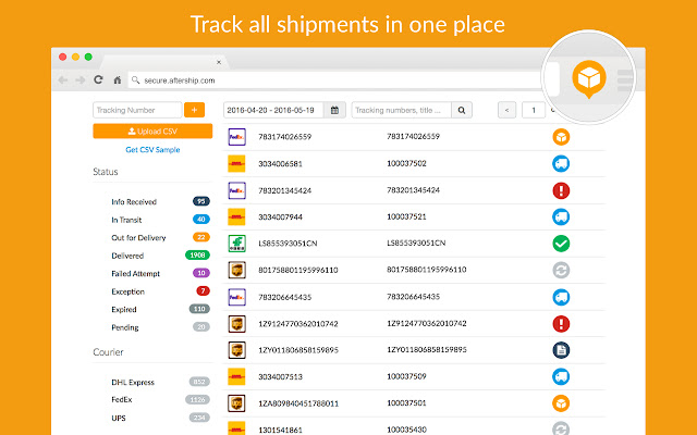 AfterShip: track packages of FedEx, UPS & DHL chrome谷歌浏览器插件_扩展第1张截图