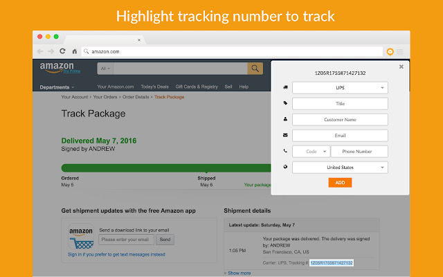 AfterShip: track packages of FedEx, UPS & DHL chrome谷歌浏览器插件_扩展第2张截图