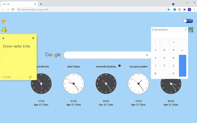 World Clock with Sticky Notes & Calculator chrome谷歌浏览器插件_扩展第2张截图