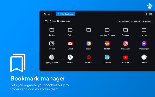 Startab Bookmark Manager chrome谷歌浏览器插件_扩展第1张截图