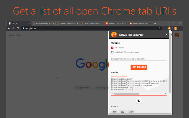 Active Tab Exporter for Chrome chrome谷歌浏览器插件_扩展第1张截图