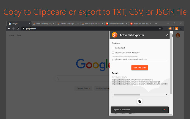 Active Tab Exporter for Chrome chrome谷歌浏览器插件_扩展第2张截图