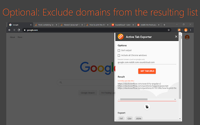Active Tab Exporter for Chrome chrome谷歌浏览器插件_扩展第3张截图
