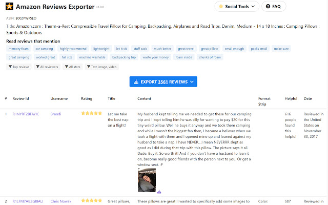 Amazon Reviews Exporter | Images & Videos chrome谷歌浏览器插件_扩展第2张截图