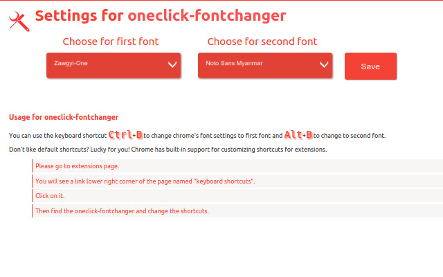 oneclick-fontchanger chrome谷歌浏览器插件_扩展第1张截图