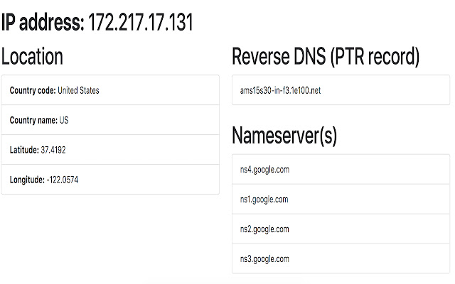 Retrieve IP and DNS information chrome谷歌浏览器插件_扩展第1张截图