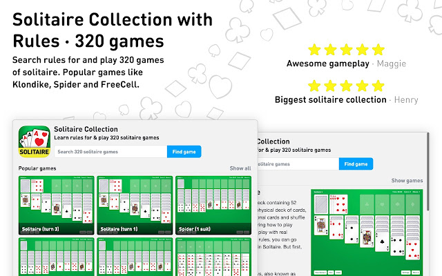 Solitaire Collection with Rules (320 Games) chrome谷歌浏览器插件_扩展第1张截图