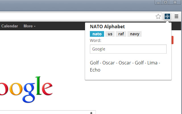 NATO Alphabet chrome谷歌浏览器插件_扩展第1张截图