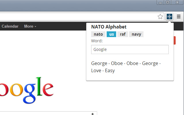 NATO Alphabet chrome谷歌浏览器插件_扩展第2张截图