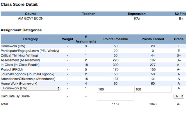 PowerSchool Grade Calculator chrome谷歌浏览器插件_扩展第3张截图