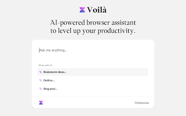 Voila – AI ChatGPT powered assistant chrome谷歌浏览器插件_扩展第1张截图