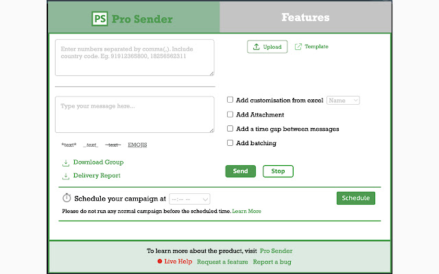 Pro Sender -Message Sender chrome谷歌浏览器插件_扩展第2张截图