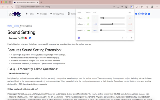 Sound Setting chrome谷歌浏览器插件_扩展第1张截图