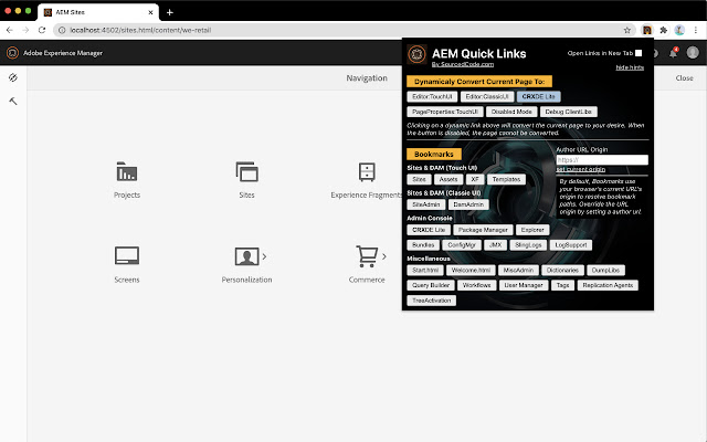 AEM Chrome Extension - SourcedCode chrome谷歌浏览器插件_扩展第1张截图