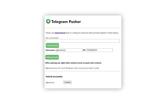 Telegram Pusher chrome谷歌浏览器插件_扩展第1张截图