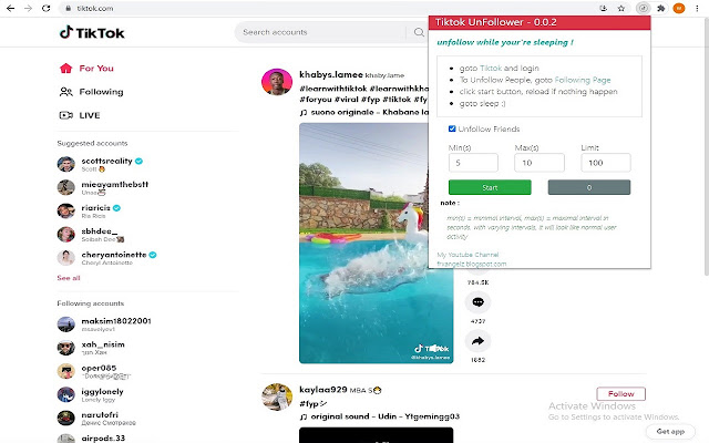 Tiktok : Unfollower ! chrome谷歌浏览器插件_扩展第1张截图