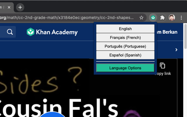Khan Academy Language Toggle chrome谷歌浏览器插件_扩展第1张截图