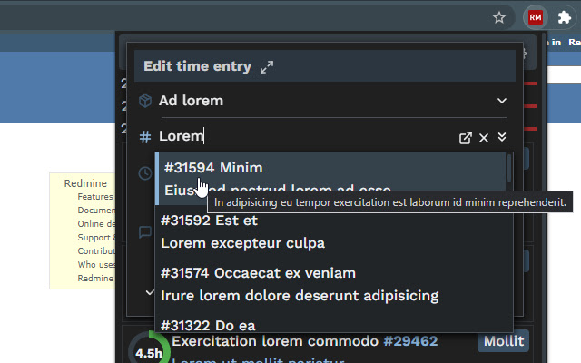 Redmine Time Spender chrome谷歌浏览器插件_扩展第2张截图