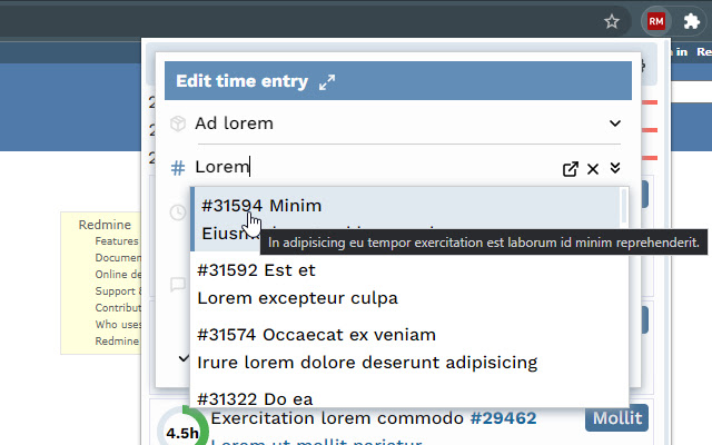 Redmine Time Spender chrome谷歌浏览器插件_扩展第3张截图
