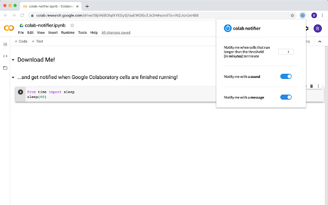 Colab Notifier chrome谷歌浏览器插件_扩展第1张截图