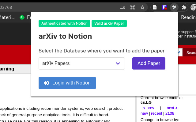 Arxiv To Notion chrome谷歌浏览器插件_扩展第1张截图