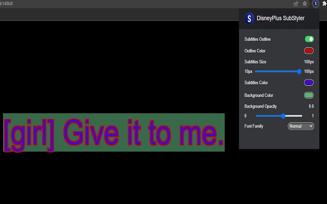 Disney+ SubStyler : customize subtitles chrome谷歌浏览器插件_扩展第1张截图