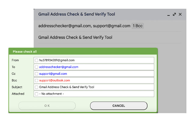 Gmail Address Check & Send Verify Tool chrome谷歌浏览器插件_扩展第2张截图