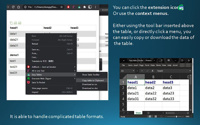 Easy Tables chrome谷歌浏览器插件_扩展第1张截图