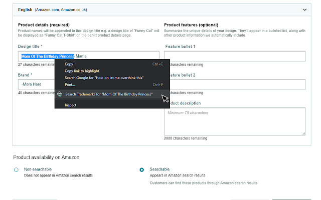 Trademark search Print on Demand - Copytasker chrome谷歌浏览器插件_扩展第4张截图