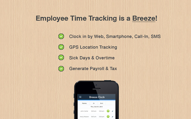Breeze Clock: GPS Employee Time Tracker chrome谷歌浏览器插件_扩展第3张截图